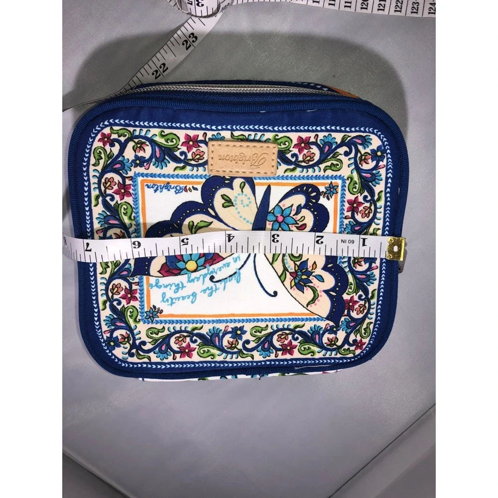 Brighton Butterfly Floral Canvas Travel Jewelry Organizer Case Blue Multi Color